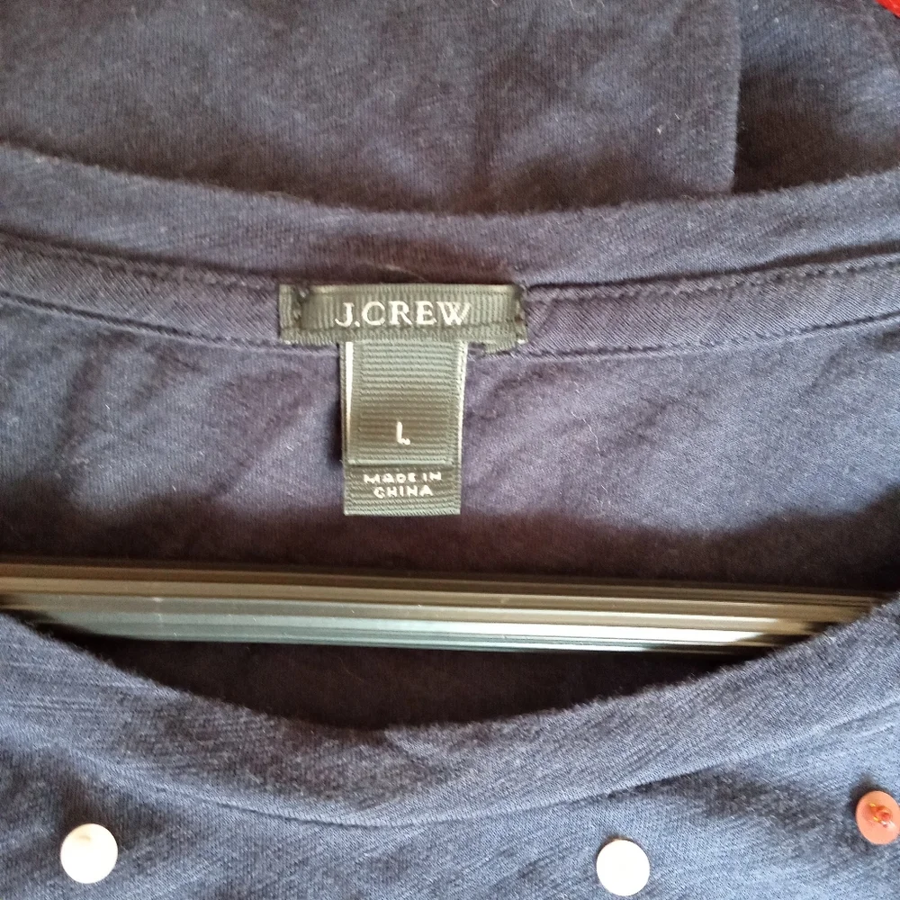 J.Crew L Blue Sequin Detail Muscle Top